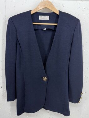 St. John Basics Women’s Size 2 Navy Blue Blazer